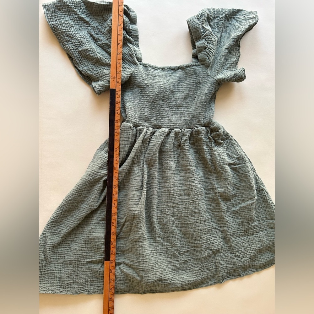 Madewell Sage Green Mini Dress with Puff Sleeves - Picture 3 of 8